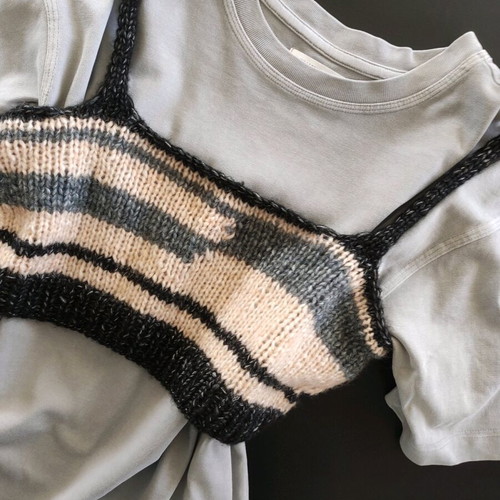 Handmade knit crop top multicolor new, size S