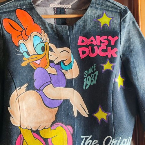 Denim jacket like new, hand-painted, size M-L