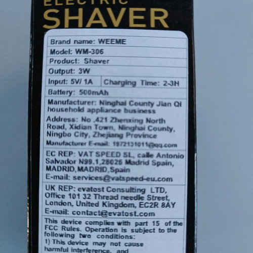 Rechargeable electric shaver new