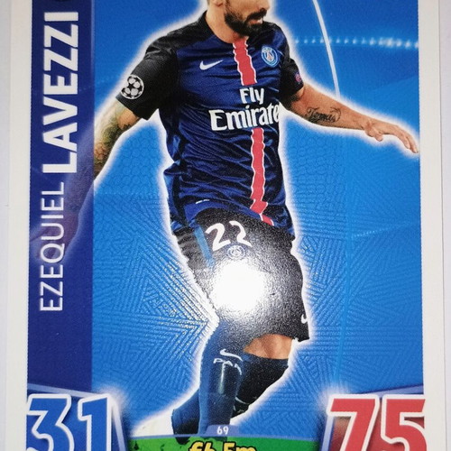 Ezequiel Lavezzi Paris Saint-Germain collectible card used