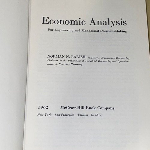 Economic Analysis for Engineering and Managerial Decision-Making σκληρόδετο μεταχειρισμένο