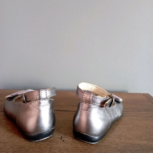 Leather children's ballerinas for girl -silver no.21