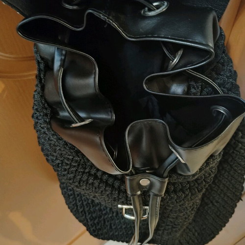 Knitted bag used black backpack