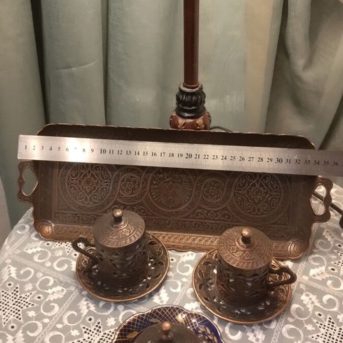 Traditional Ottoman Style Coffee Serving Set used, copper