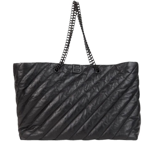 Balenciaga Crush leather shoulder bag like new, black quilted