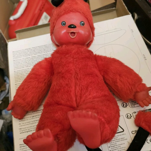 Monchhichi devil doll vintage red used