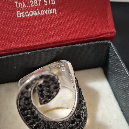 Oxette Silver Ring 9.25 with Black Zirconia New