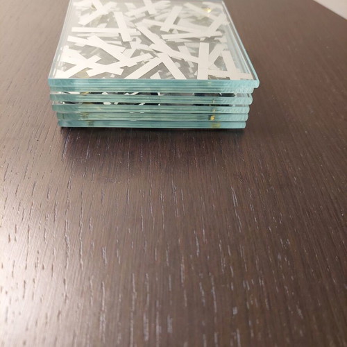 Glass non-slip coasters like new, set of 6 pieces