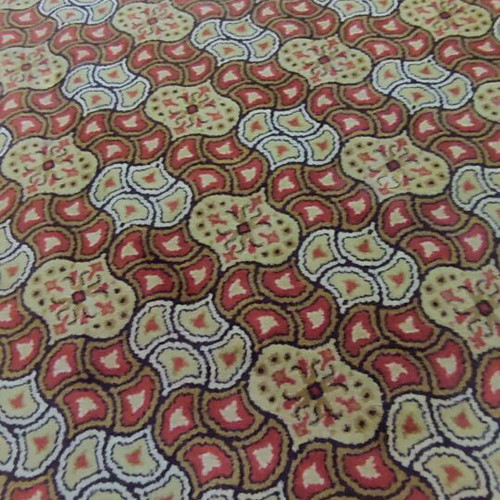 Wool rug used, beige and burgundy, 2.55x2.00 m