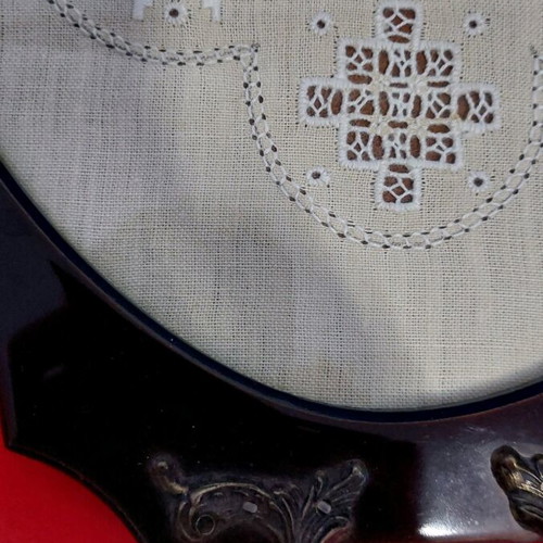 Oval serving tray with Lefkaritiko embroidery insert new 47x29 cm