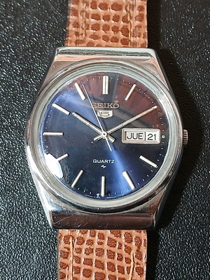 Seiko 5 Quartz 7123-8440 ανδρικό ρολόι μεταχειρισμένο με δερμάτινο λουράκι