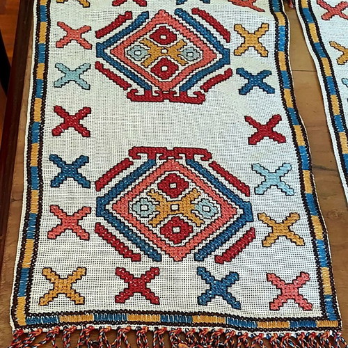 Handmade Cretan embroidered table runners, like new, set of 2