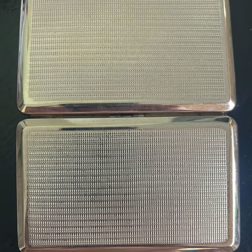 Vintage metal cigarette case silver with embossed Art Deco motif like new