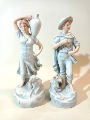 Pair of prewar Royal Dux porcelain figurines used
