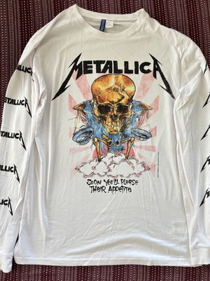 Metallica бяла блуза с дълъг ръкав с череп, размер M, като нова