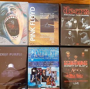 BOX 6 DVD /*PINK FLOYD 2 DVD/*THE DOOR'S 1 DVD/DEEP PURPLE 1 DVD /*VARIOUS ARTISTS - LIVE AT KNEBWORTH ( PART ONE,TWO & THREE ) MUSIC LIVE 1 DVD/*SCORPIONS 1 DVD