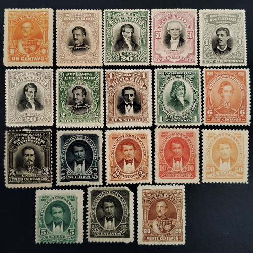 Ecuador classic mint postage stamps, lot