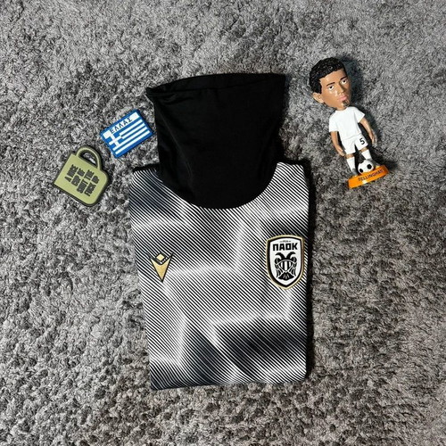 PAOK FC training shirt, black and white, size S, Macron