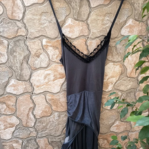 Dress like new one size gray silver with built-in camisole and belt