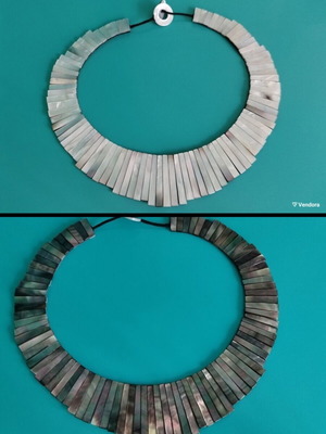 Statement necklace with double-sided natural mother of pearl