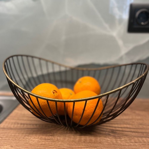 Minimal design fruit bowl black-gold 32cm like new