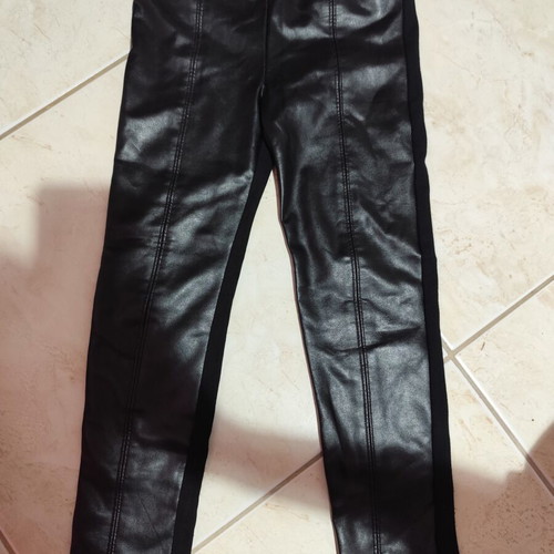 Leather pants for girls size 6 like new, black, reversible fabric