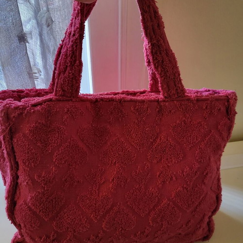 Sugar Free hand bag, pink fuchsia, terry fabric