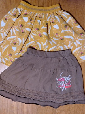Girls' skirts used, pack of 2, colorful, size 4 years 104 cm
