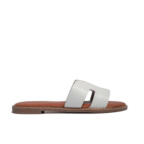 Flat sandals with side cutouts new, black and white