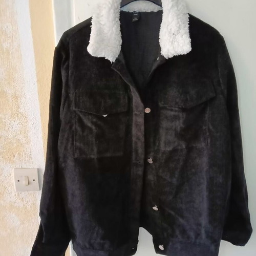 Corduroy jacket Shein Frenchy Plus new, black, Borg collar