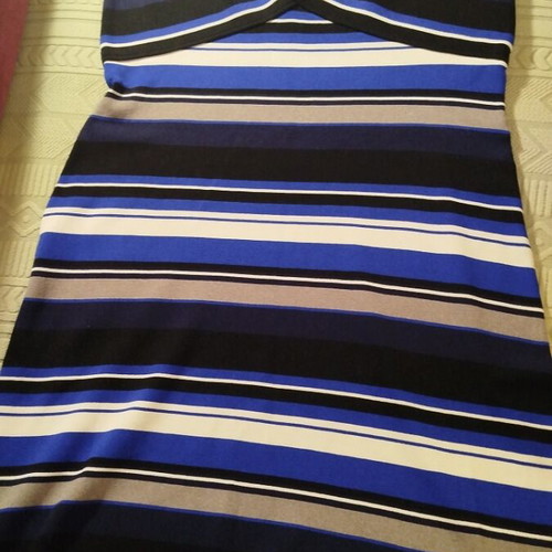 Ivank Trump wrap dress like new, knit, black and blue stripes