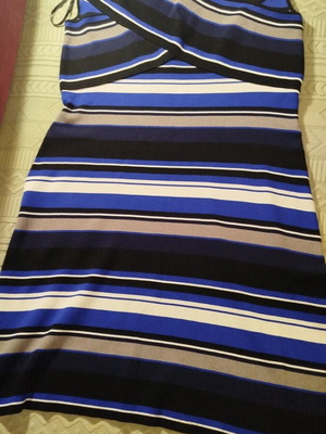 Ivank Trump wrap dress like new, knit, black and blue stripes