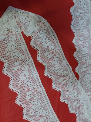 White crochet lace 3.36m wide 20cm new, for curtain or tablecloth