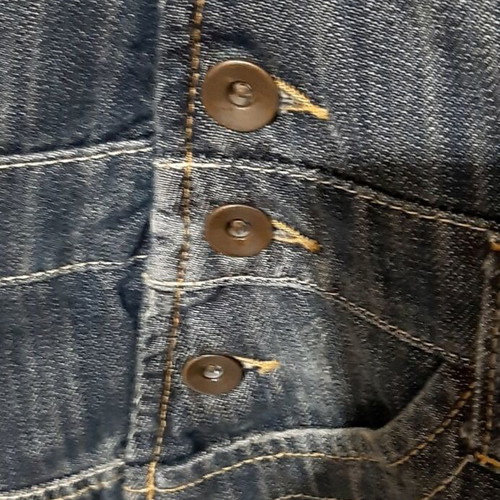 Zara denim skirt XL 42 with removable straps and metal buttons, like new