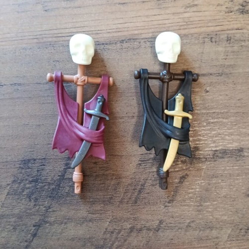 Playmobil pirate base with skull, sword, and cape new