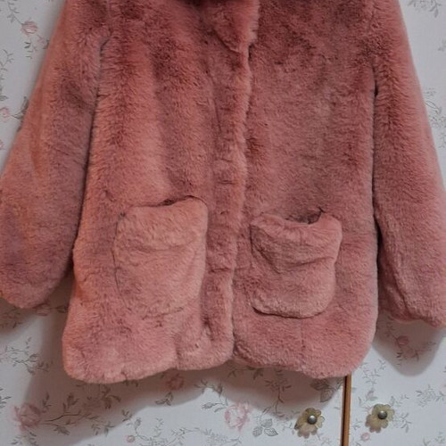 H&M pink faux fur jacket for 4-5 years, size 110 cm