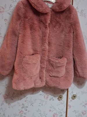 H&M pink faux fur jacket for 4-5 years, size 110 cm