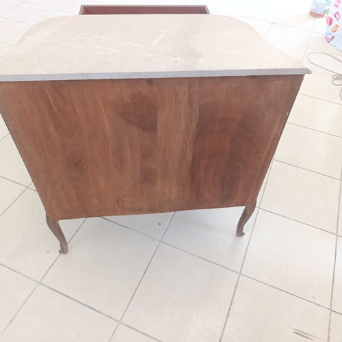 Vintage Louis XV Demilune Sideboard with Marquetry and Marble used