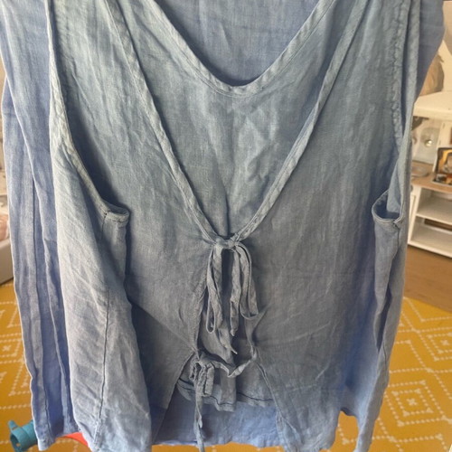 Linen set worn once, turquoise