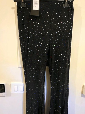 Bell-bottom pants with rhinestones and sheer shorts new