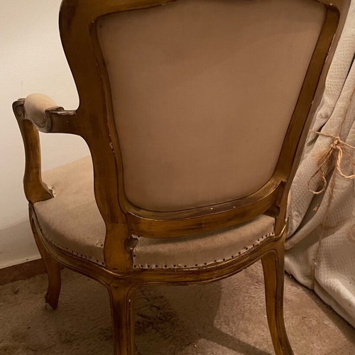 Set of 2 Louis XV armchairs used, over 100 years old
