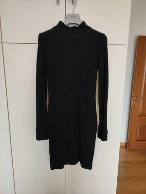 ZARA midi ribbed black dress with high neck new