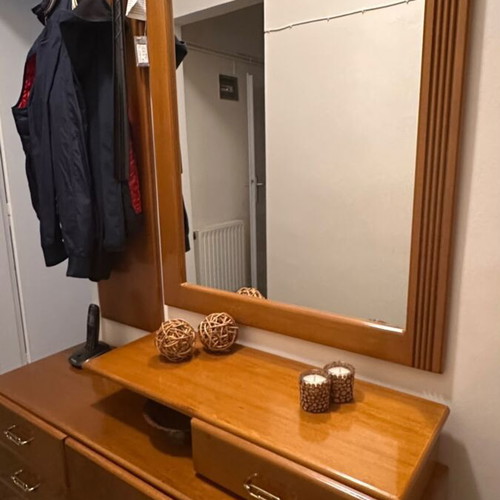 Entrance furniture vintage with shoe rack, three drawers, hanger and mirror used