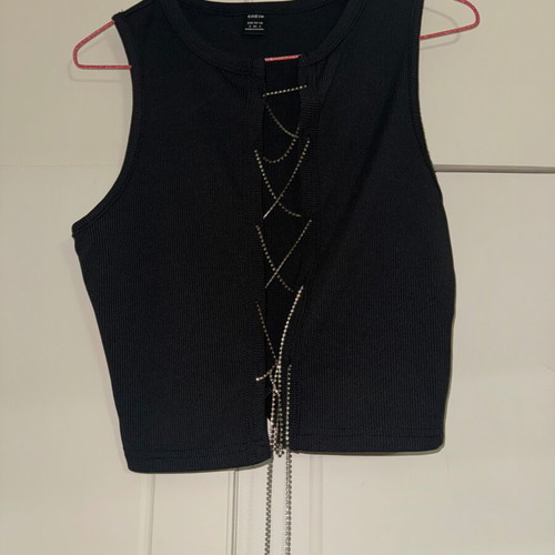 SHEIN Bae rhinestones sexy top new, black, size S