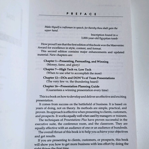 Presentations Plus: David Peoples' Proven Techniques 2nd Edition like new