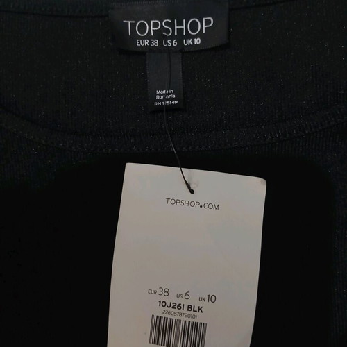 Topshop black ribbed short-sleeve dress with cut shoulders new size M