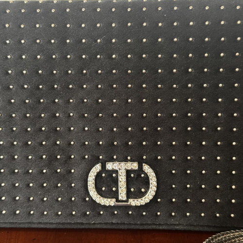 Twinset Milano clutch bag, black leather and suede