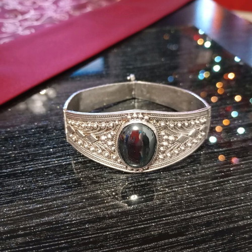 Silver 950 Byzantine Style Bracelet with Hematite Stone like new