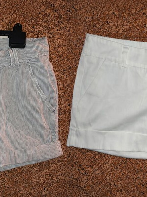 Bershka striped shorts and Piazza Italia white shorts used, size L/40