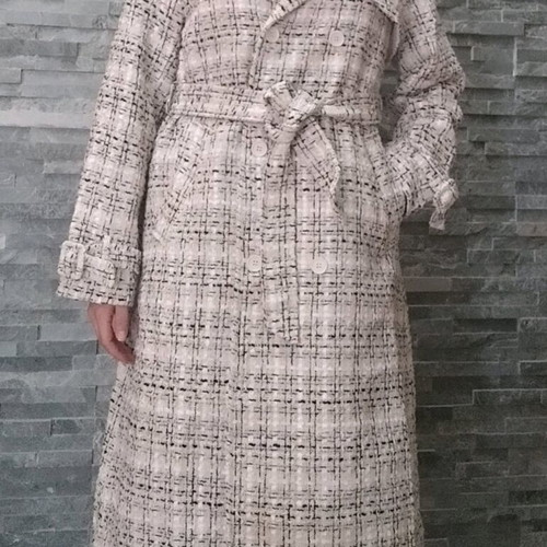 Cherry Koko coat new, black and white checkered with belt